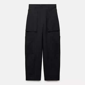 Zara ZW Collection Zippered Cargo Pants Black Size S High Waist
